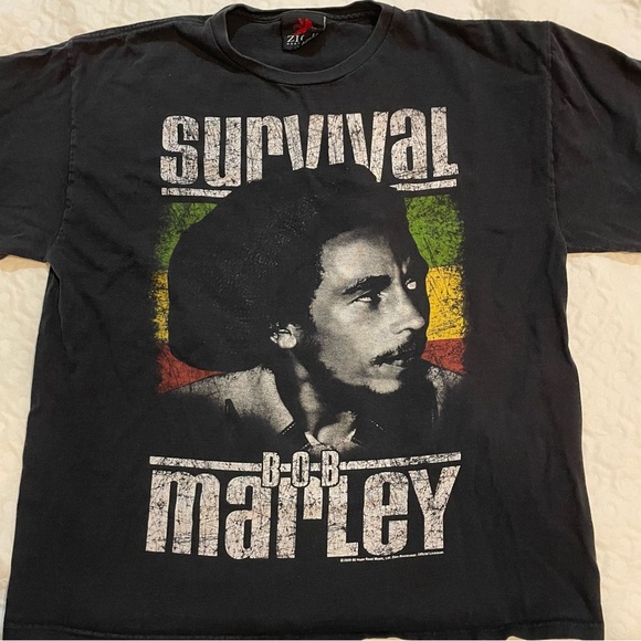 Zion Rootswear Bob Marley Survival Black T Shirt 2009 Mens Size Large Cotton Tee - Picture 2 of 8
